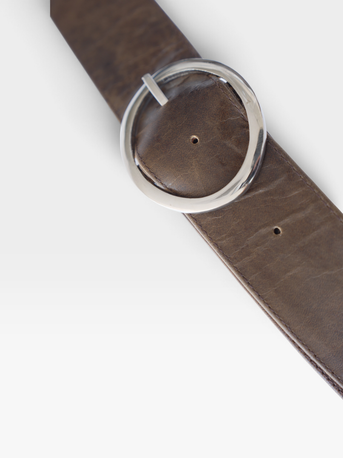 WIDE BELT WASHED BROWN